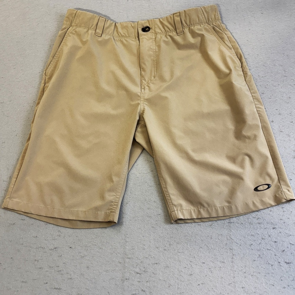Oakley Golf Shorts Mens 34 Tan Regular Fit Performance Stretch Khaki Preppy Tan